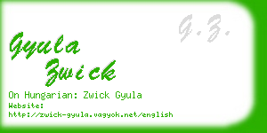 gyula zwick business card